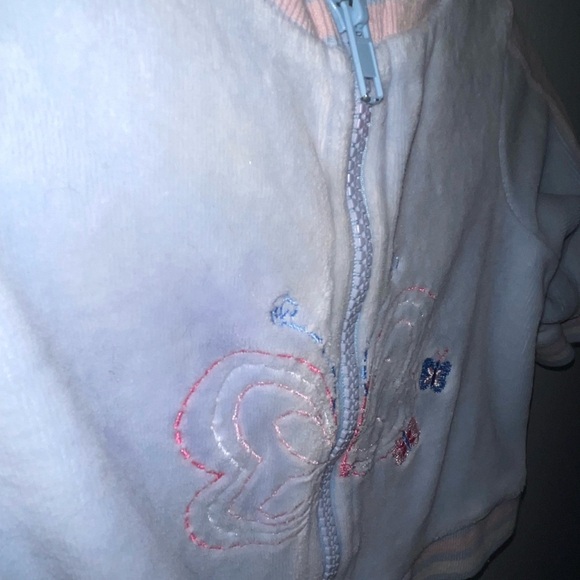 5/$15 Little Me Blue Butterfly Zip Sweater - Picture 3 of 5